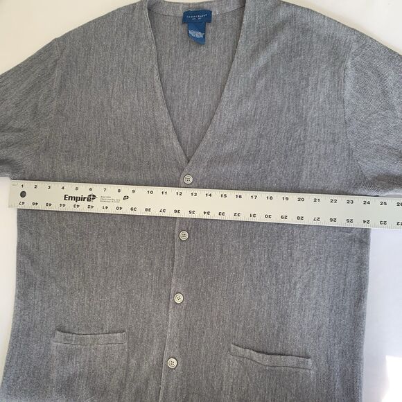 VTG Towncraft Cardigan Sweater Men XL Tall XLT Gray Button Pocket Grandpa Preppy - Picture 4 of 6